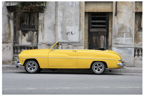 Tranh Đơn Ngang Treo Tường Tráng Gương / Canvas Cao Cấp Xe Oto Cổ Điển Vintage Retro Nghệ thuật X2314