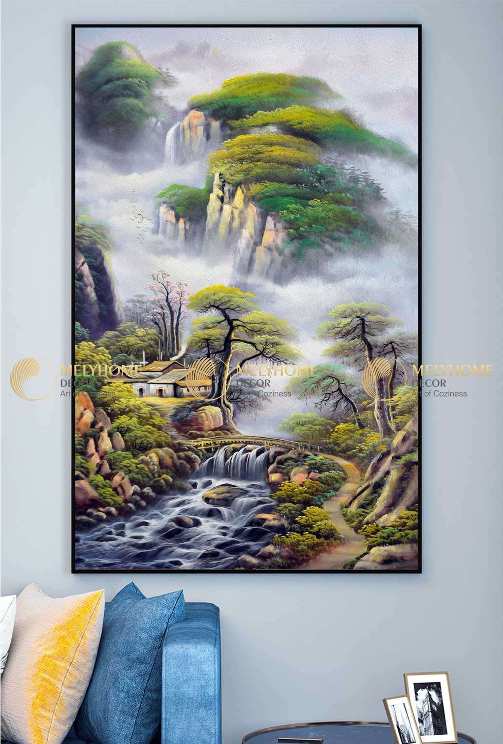 Tranh treo tường đơn dọc canvas Tráng gương núi rừng phong cảnh (tỷ lệ 2:3) -6