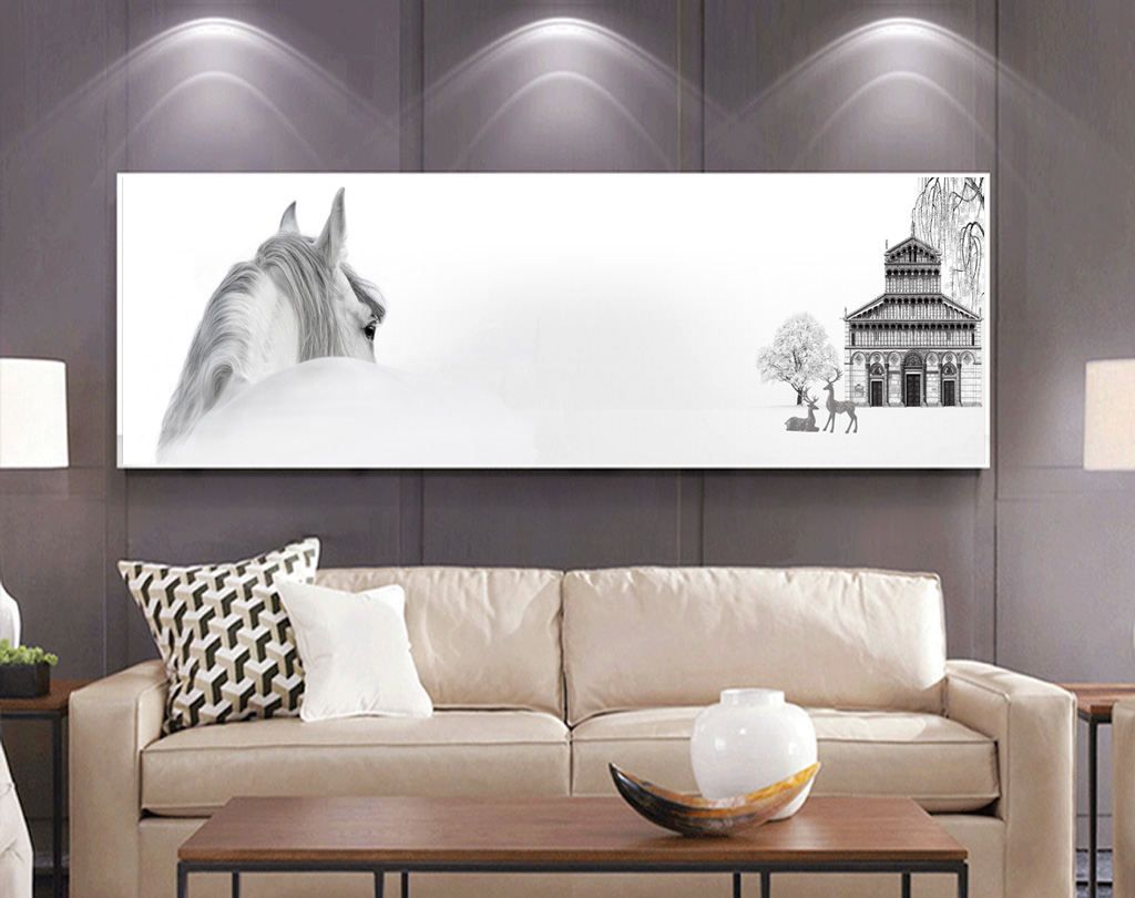 Tranh treo tường đơn dọc ngang canvas Tráng gương ngựa mã đáo thành công hiện đại (tỷ lệ 1:3) -2