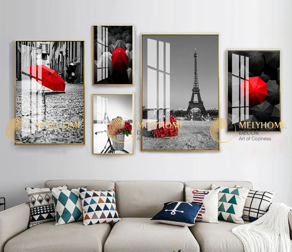 Bộ 5 tranh treo tường thành phố Pari hiện đại - 36