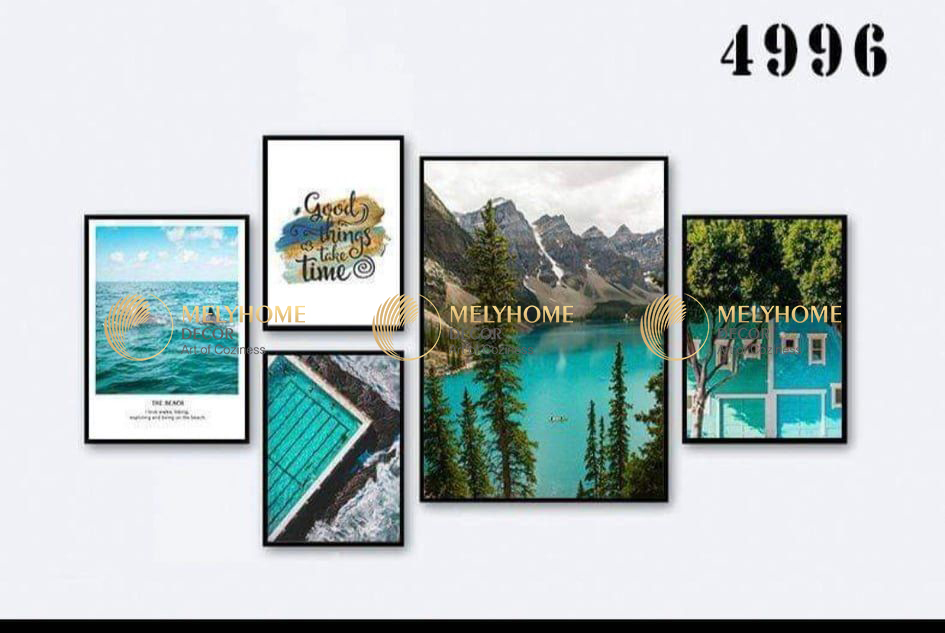 Bộ 5 tranh treo tường nhiệt đới biển hiện đại - 24