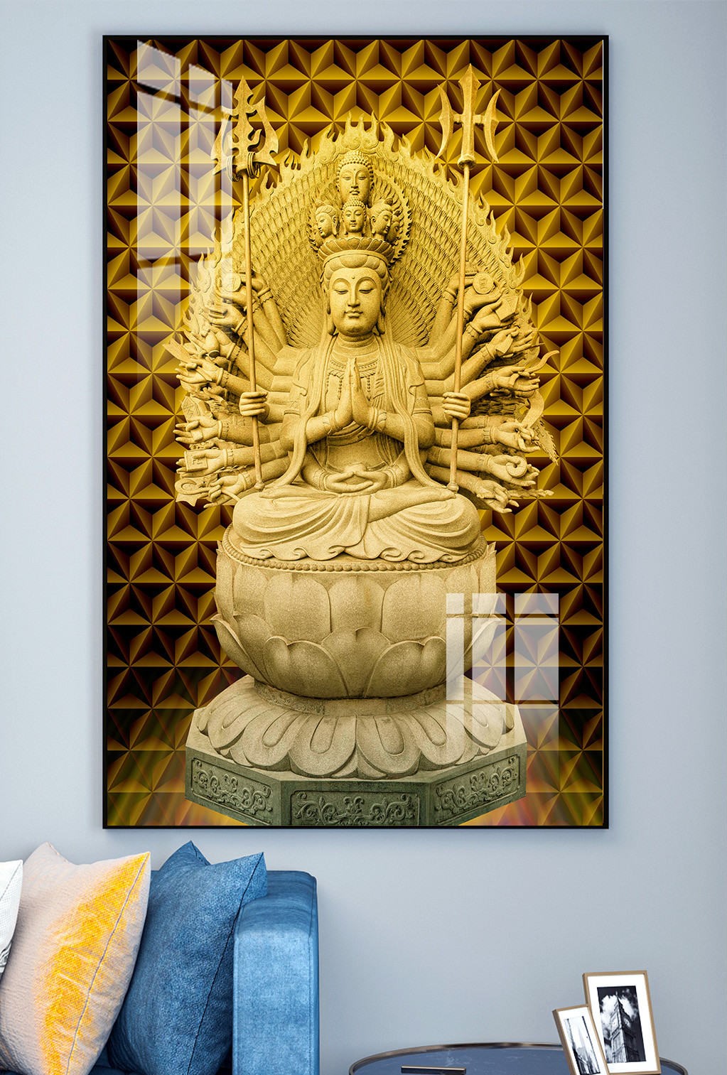 Tranh treo tường đơn dọc canvas Tráng gương phật giáo (tỷ lệ 2:3) -2