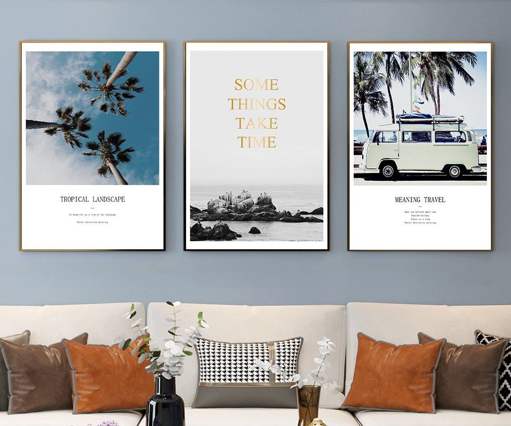 Bộ 3 tranh treo tường canvas Tráng gương bắc âu phong cảnh-31
