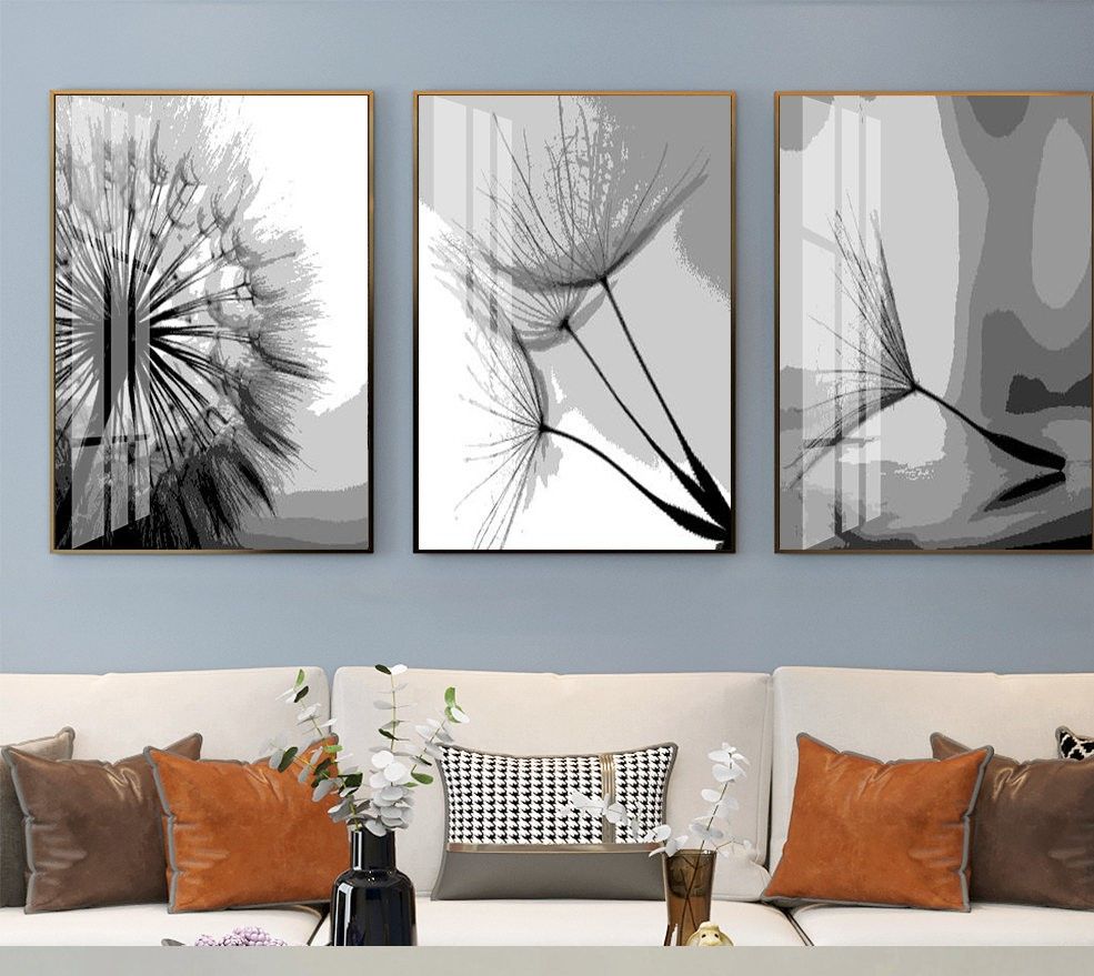 Bộ 3 tranh treo tường canvas Tráng gương bắc âu hoa bồ công anh-3