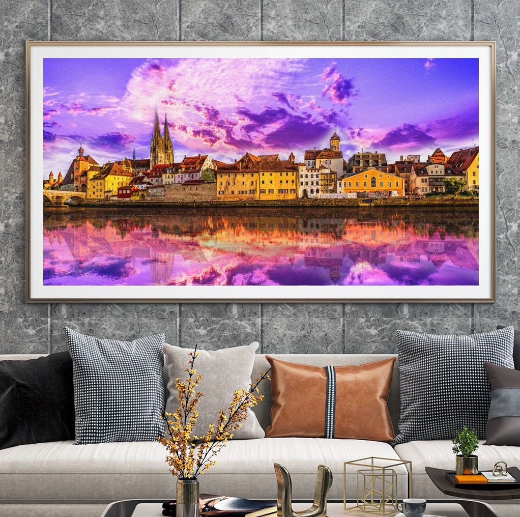Tranh treo tường đơn dọc ngang canvas Tráng gương biển hiện đại tỷ lệ 1:2 -3