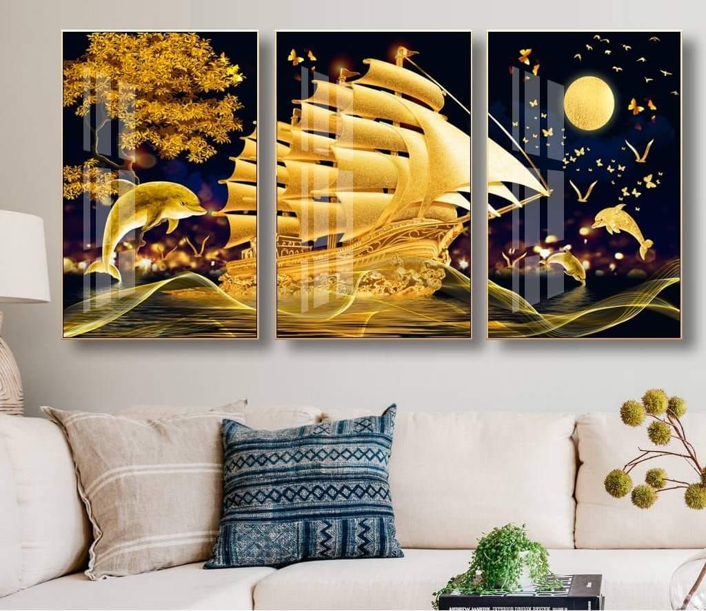 Bộ 3 tranh treo tường Thuyền Biển phong cách Bắc Âu -45