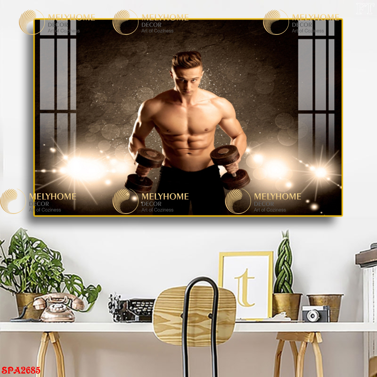 Tranh treo tường đơn dọc canvas Tráng gương phòng gym yoga (tỷ lệ 2:3) -4