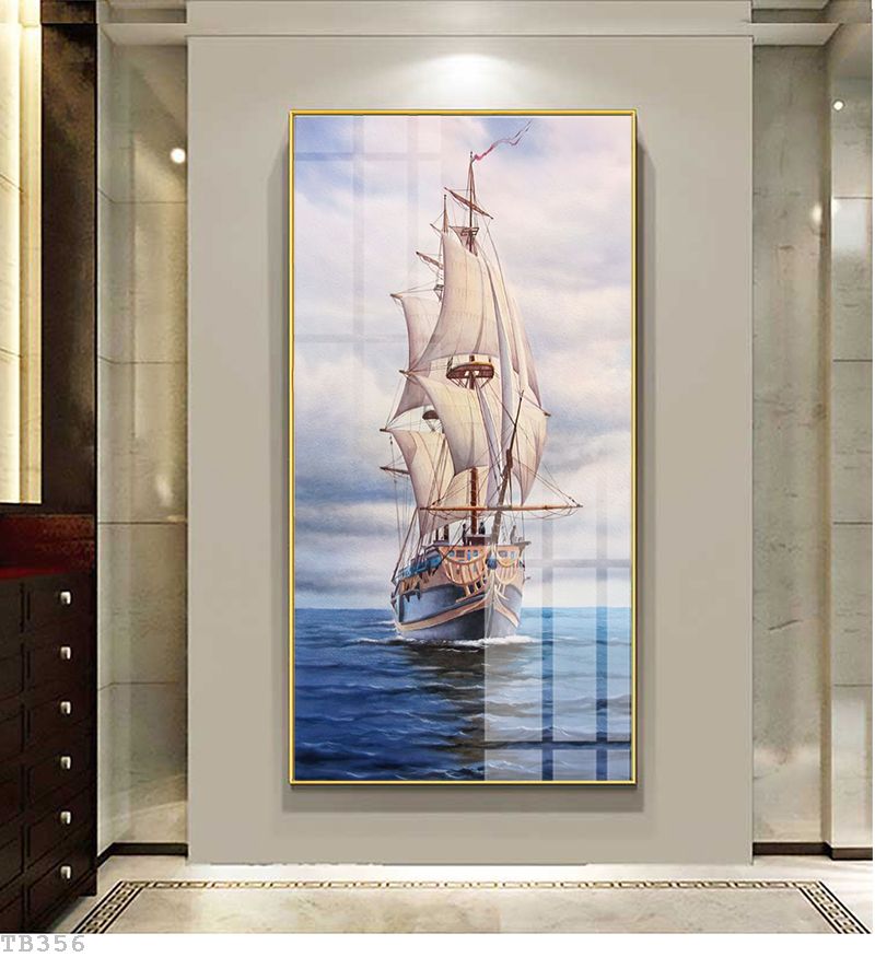 Tranh treo tường đơn dọc canvas Tráng gương thuận buồm xuôi gió tỷ lệ 1:2-7