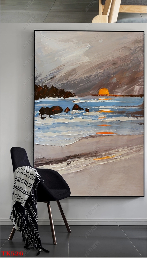 Tranh treo tường canvas Tráng gương cao cấp phong cảnh biển hoàng hôn tỷ lệ 2:3 -55