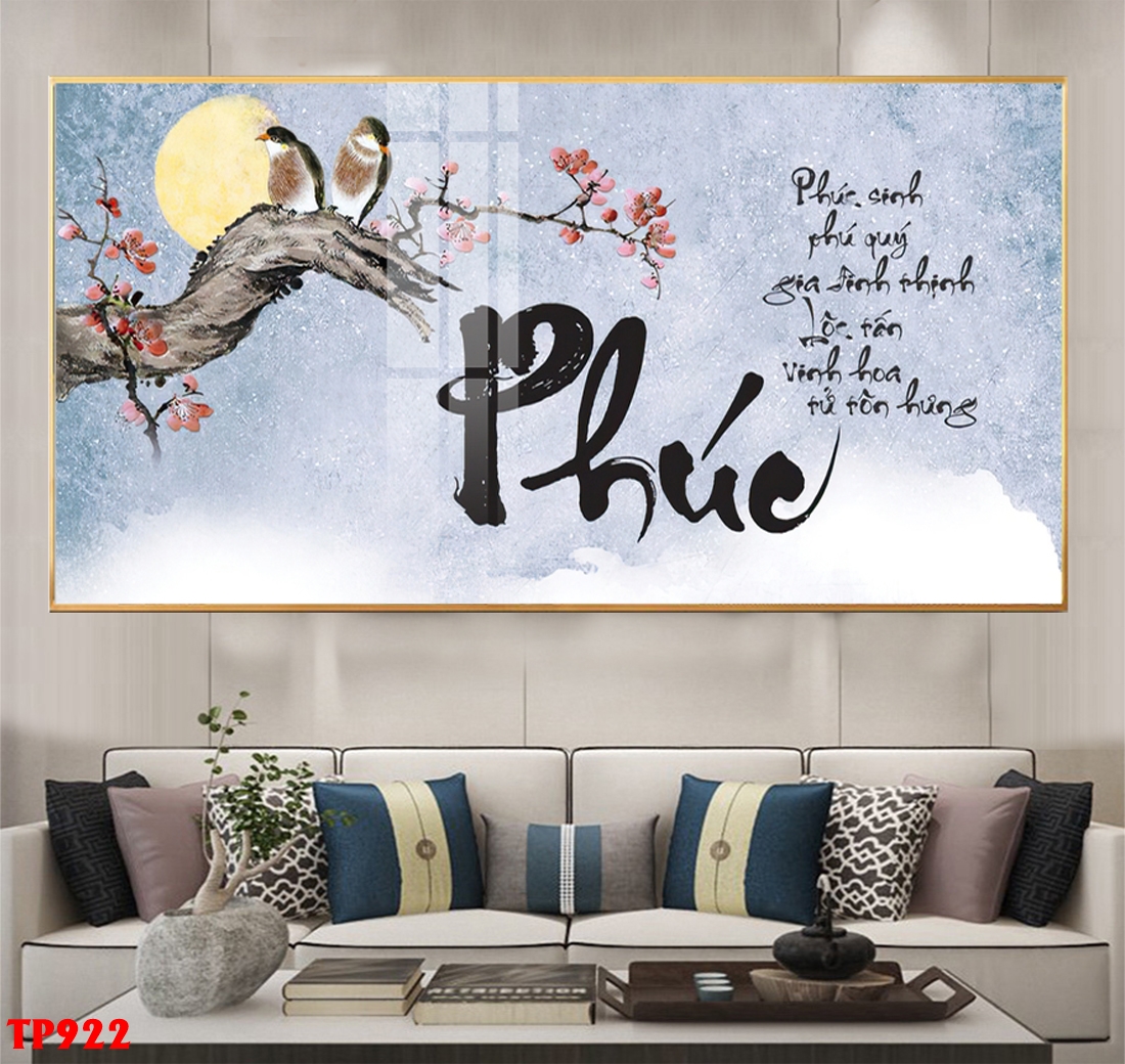 Tranh đơn treo tường Tráng gương Cao Cấp - Thư Pháp Chữ Phúc-  tỷ lệ 1:2 -15