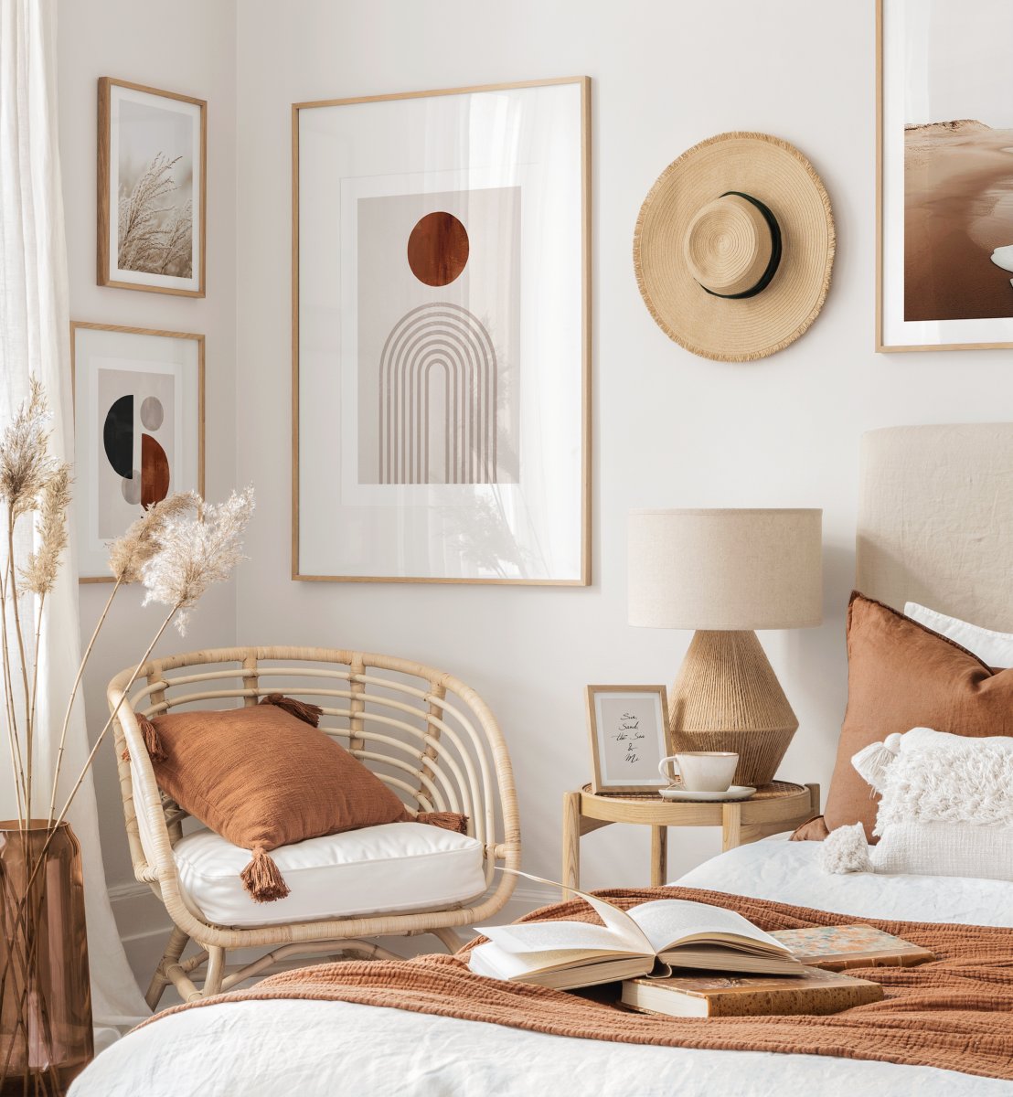 Bộ 3 Tranh Treo Tường Tráng gương/Canvas Hình Học Trừu Tượng Tối Giản Boho Minimalism - MELYHOME