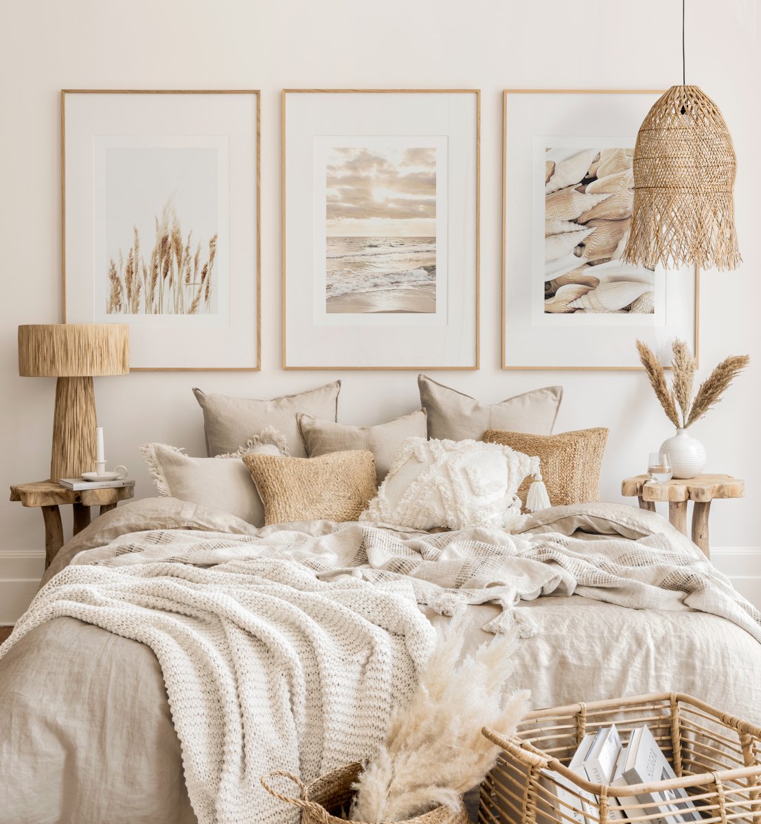 Bộ 3 Tranh Treo Tường Tráng gương/Canvas Phong Cảnh Sa Mạc Cát Biển Trắng Sang Trọng  - MELYHOME