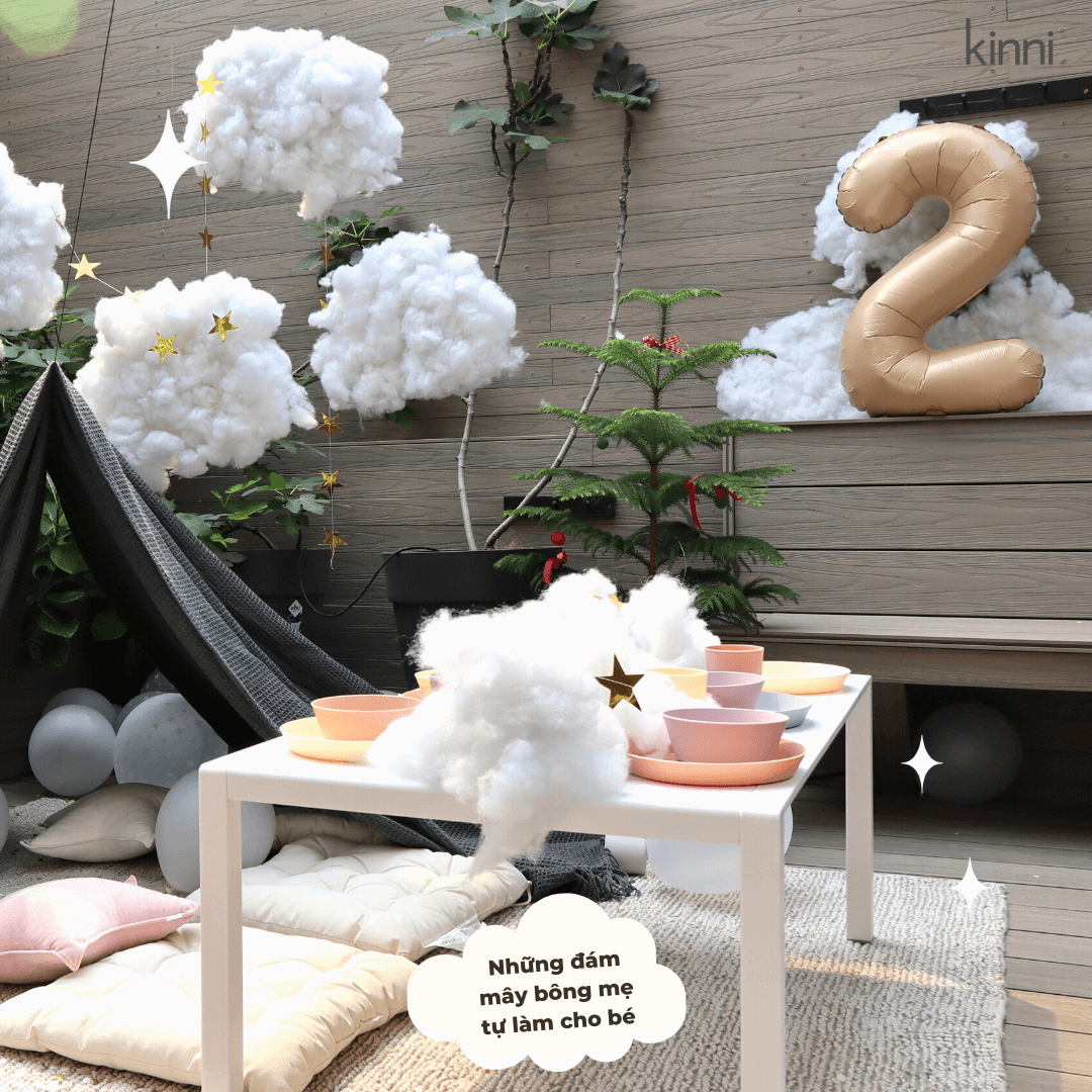 Những đám mây bông mẹ tự làm cho bé