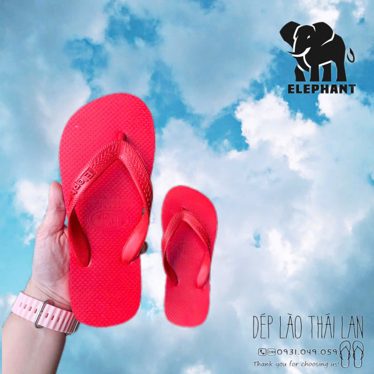 dép hiệu con voi màu đỏ