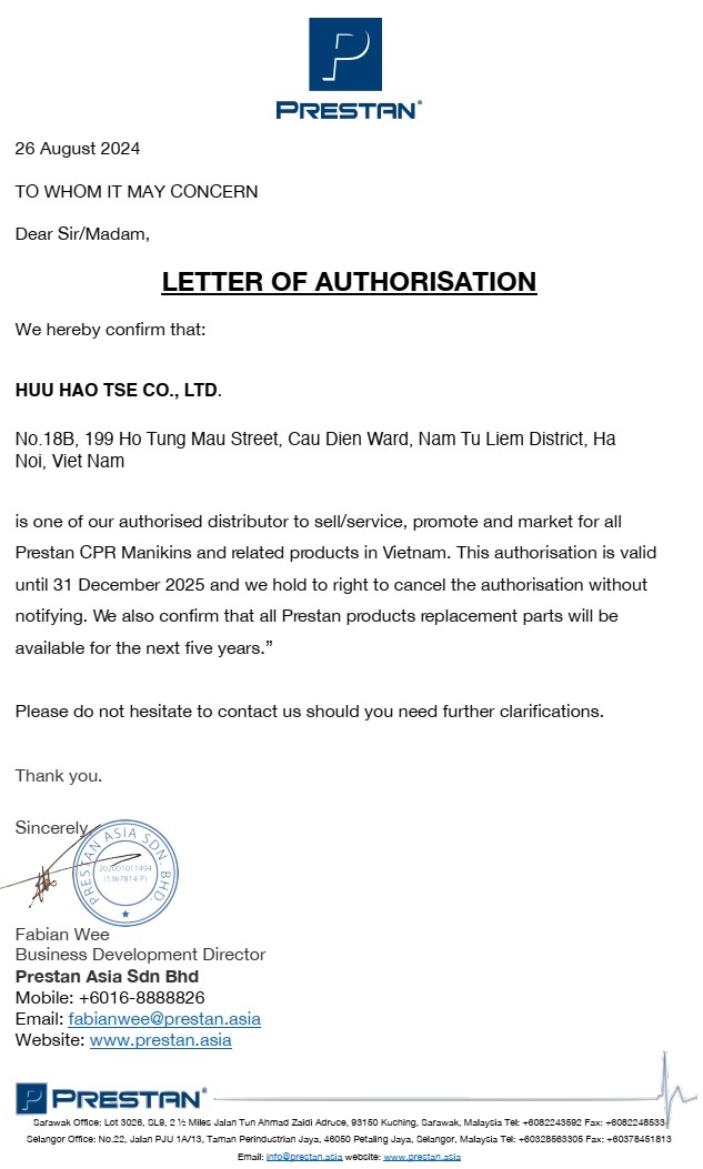 Prestan (Hoa Kỳ) - Ủy quyền đại lý chính thức tai Việt Nam