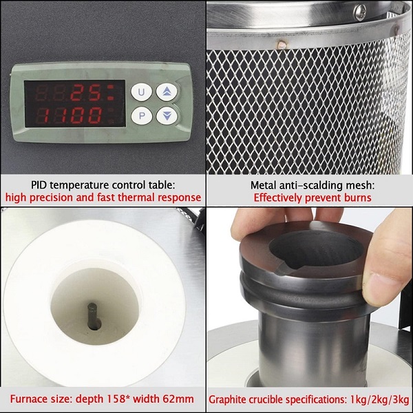 LÒ NUNG CHẢY VÀNG, BẠC, ĐỒNG, NHÔM MINI 1KG/2KG/3KG MAXPOWER MF03