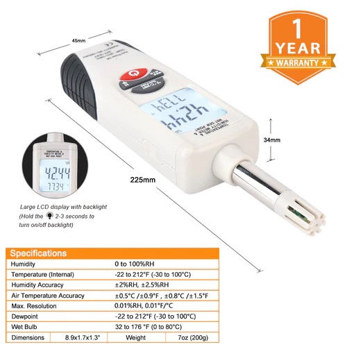 MÁY ĐO ĐỘ ẨM VÀ NHIỆT ĐỘ KHÔNG KHÍ HT-350