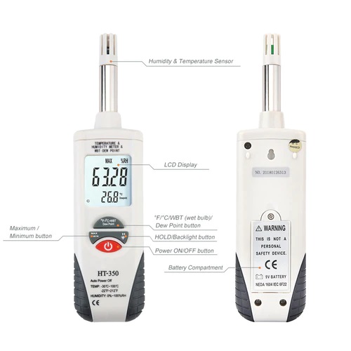 MÁY ĐO ĐỘ ẨM VÀ NHIỆT ĐỘ KHÔNG KHÍ HT-350