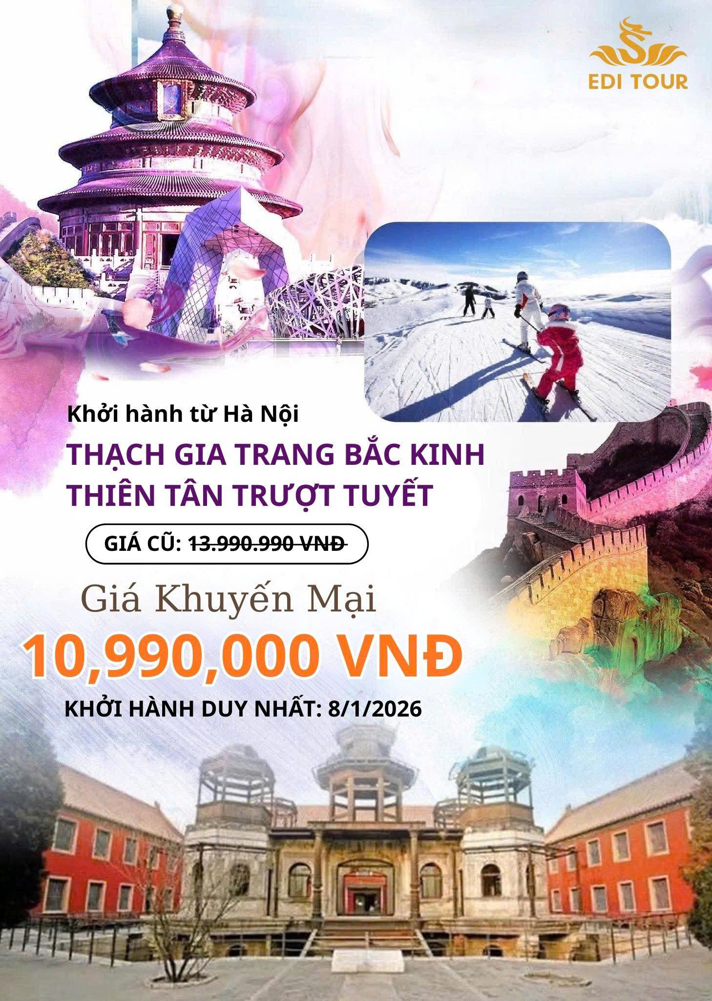 Hà Nội - Bắc Kinh - Vạn Lý Trường Thành - Thiên Tân - Trượt Tuyết