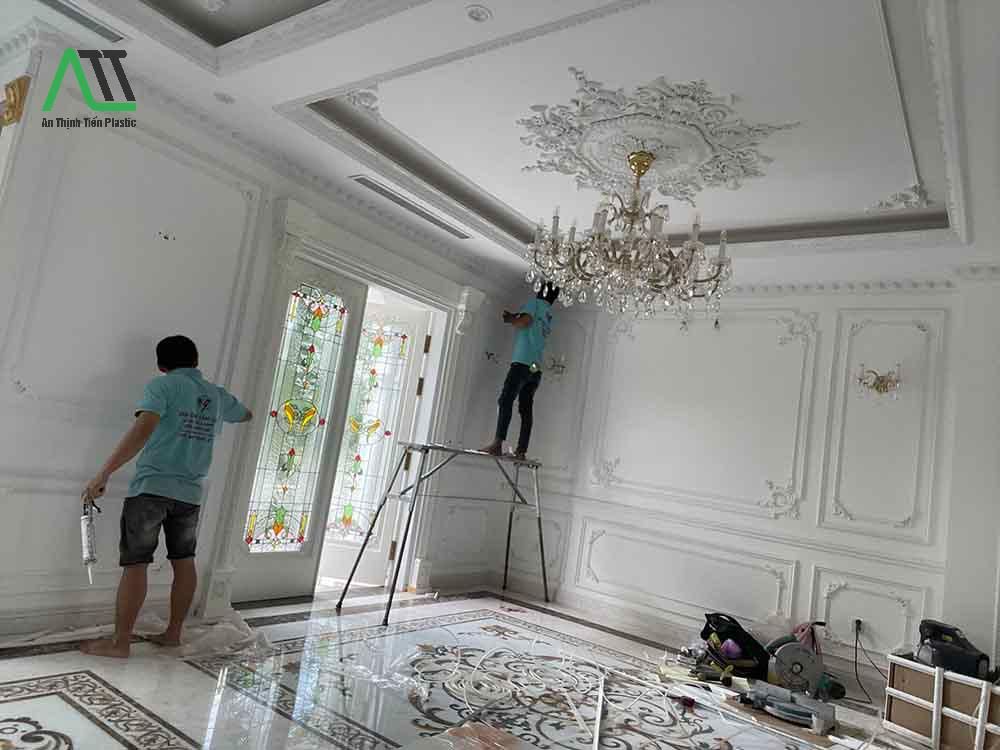 cách thi công phào chỉ nhựa PU