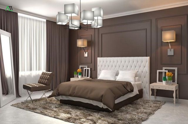 Phối sơn màu nâu đất và màu xám sáng 