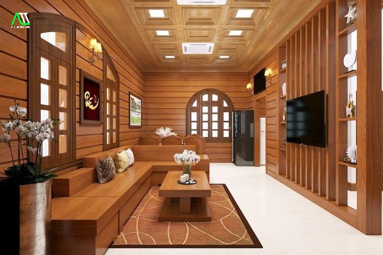Ưu điểm của tấm gỗ ốp tường phòng khách 