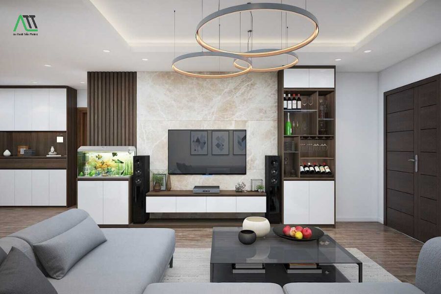 mẫu tấm ốp trần phòng khách