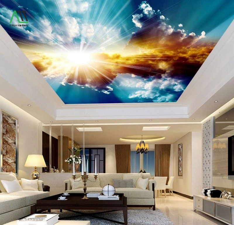 mẫu tấm ốp trần phòng khách