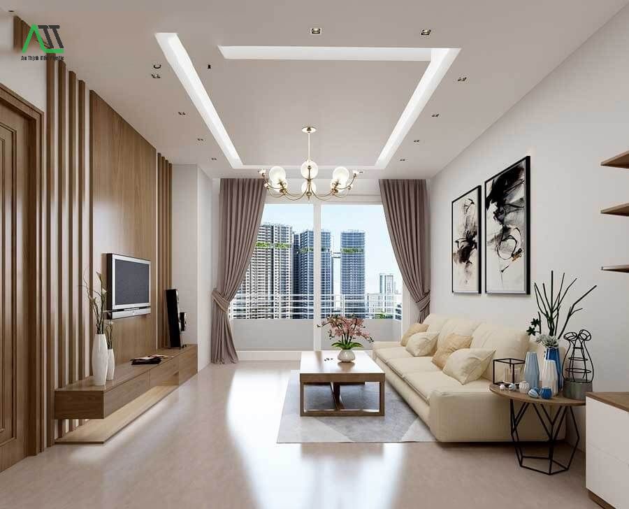 nhựa giả gỗ ốp tường phòng khách