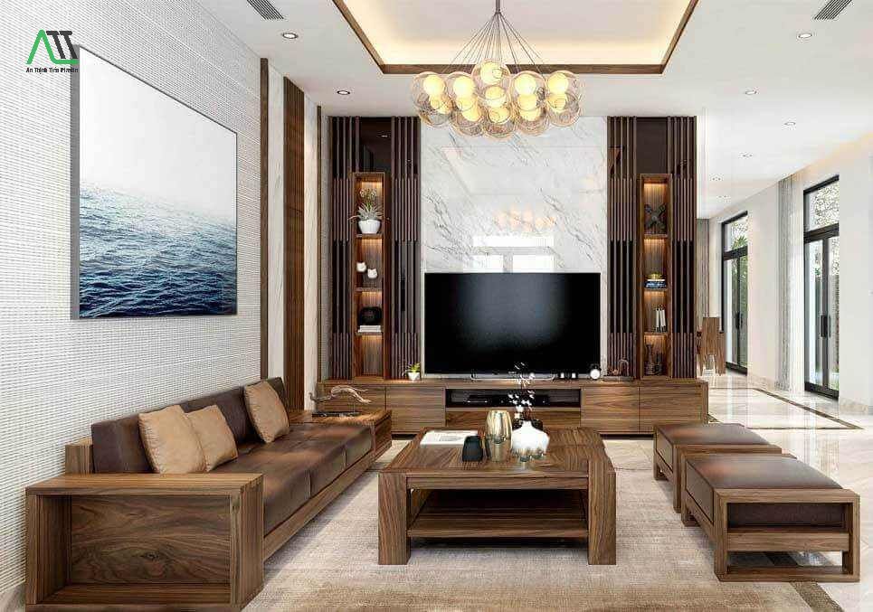 nhựa giả gỗ ốp tường phòng khách