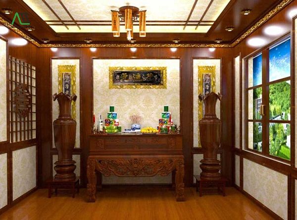 ốp nhựa phòng thờ giả gỗ