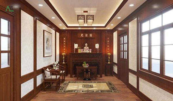 ốp nhựa phòng thờ giả gỗ