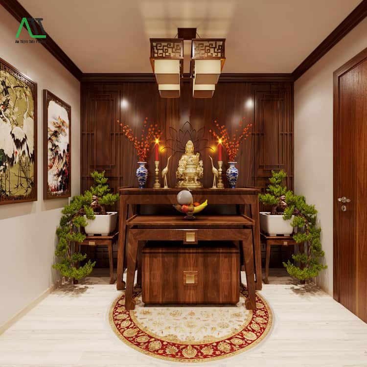 ốp nhựa phòng thờ giả gỗ