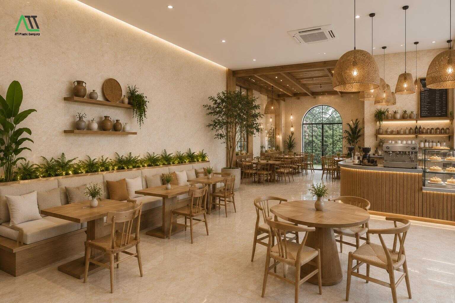 ốp tường quán cafe