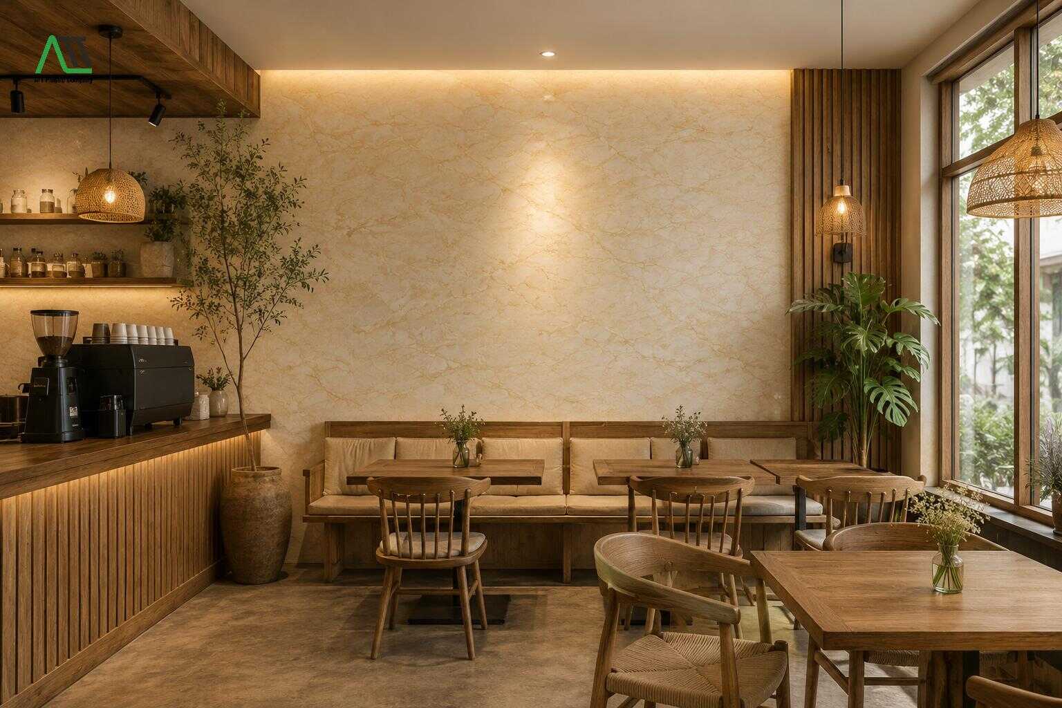ốp tường quán cafe