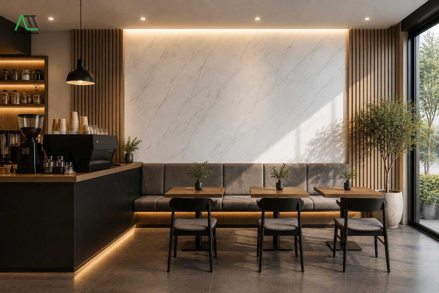 ốp tường quán cafe
