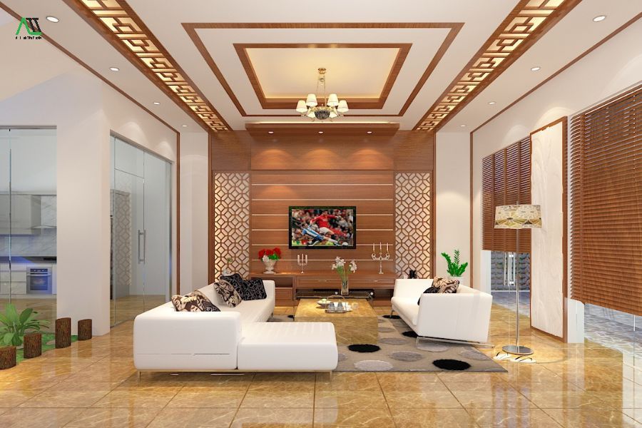 Phối màu sơn phào chỉ khác hẳn màu tường nhà và màu trần