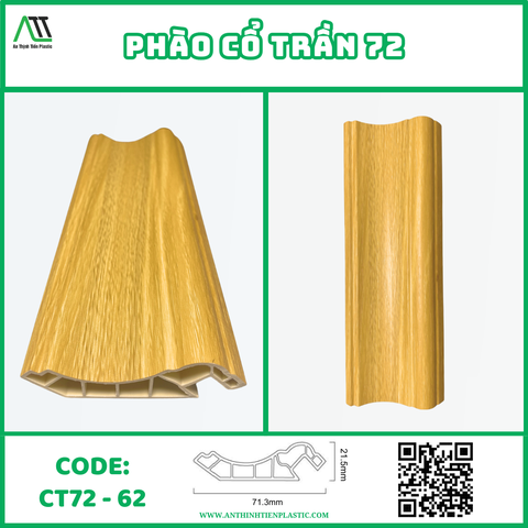 Phào cổ trần 72 (CT72-62) Tông Màu Gỗ Sáng