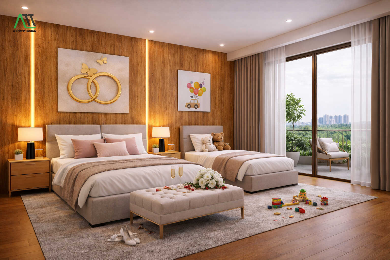 tấm nhựa giả gỗ phòng ngủ