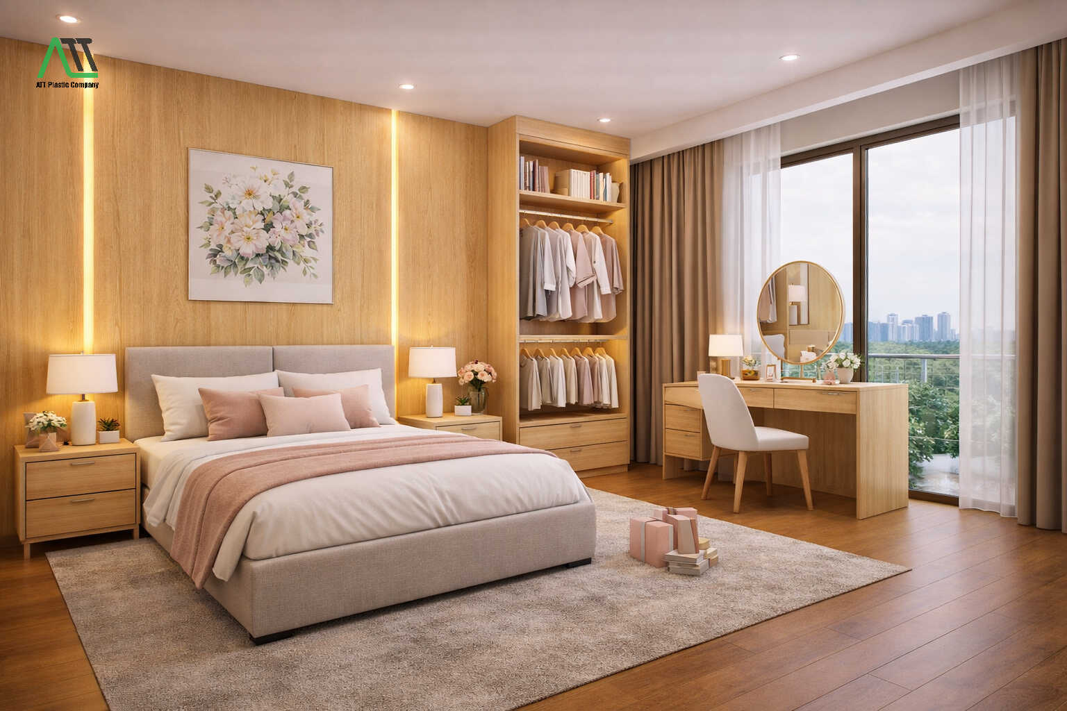 tấm nhựa giả gỗ phòng ngủ