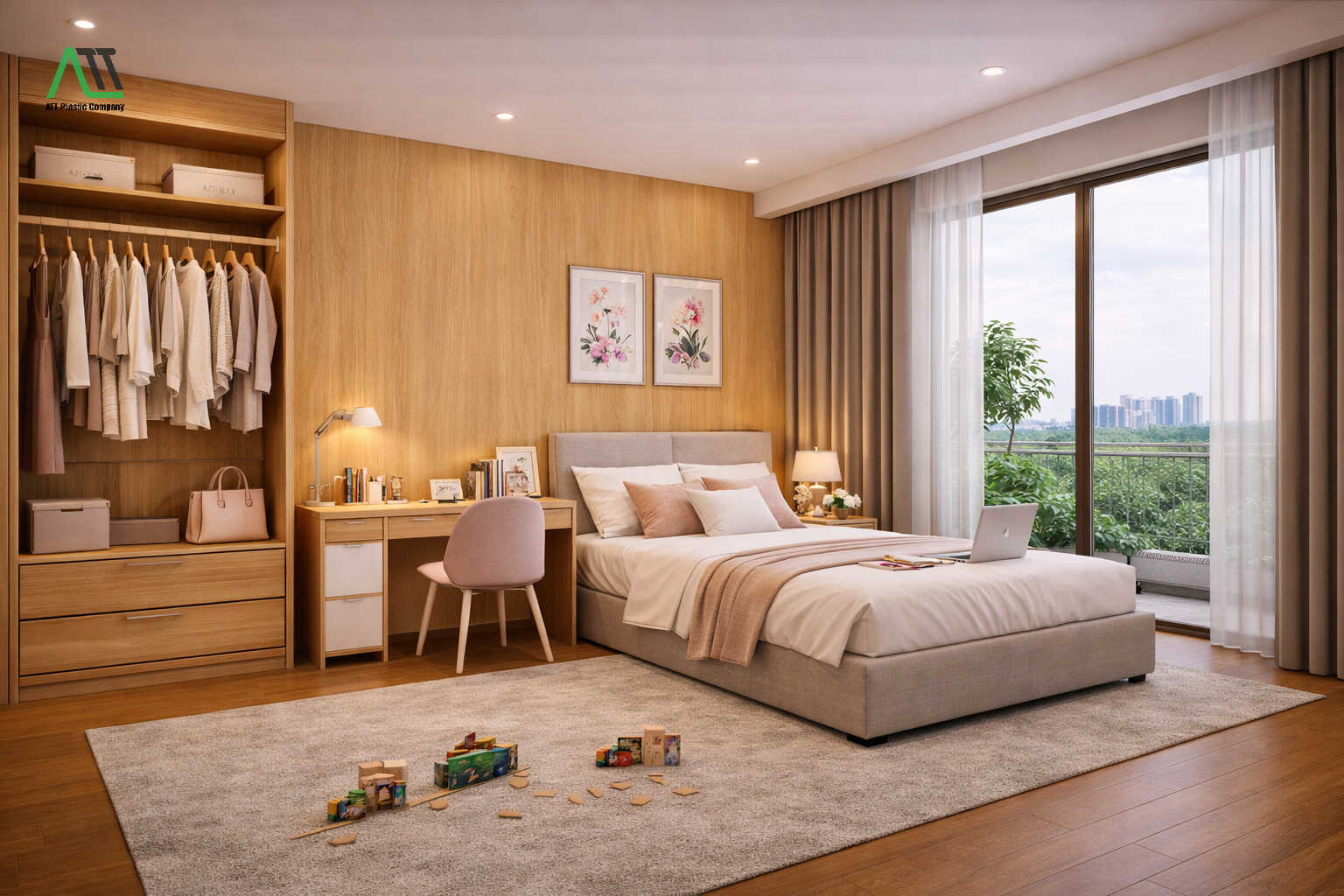 tấm nhựa giả gỗ phòng ngủ