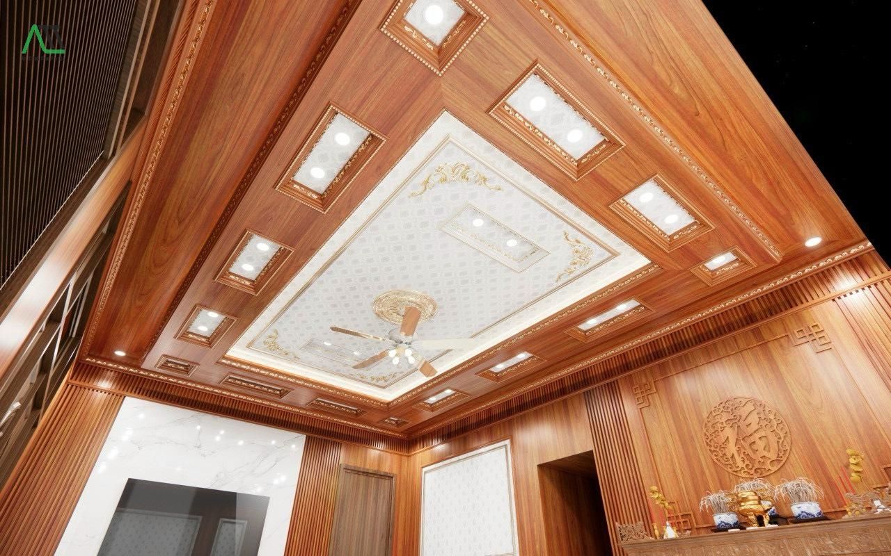 tấm ốp trần vân gỗ PVC