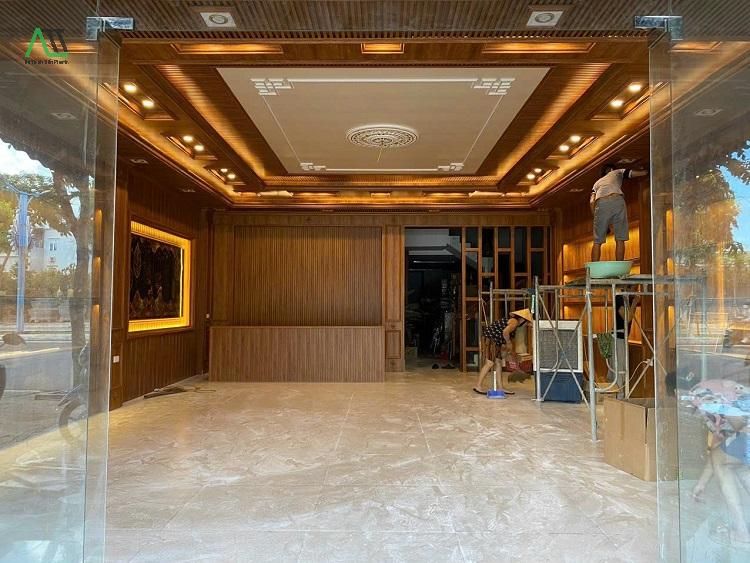 tấm ốp trần vân gỗ PVC