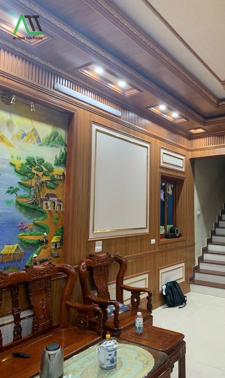 tấm ốp trần vân gỗ PVC