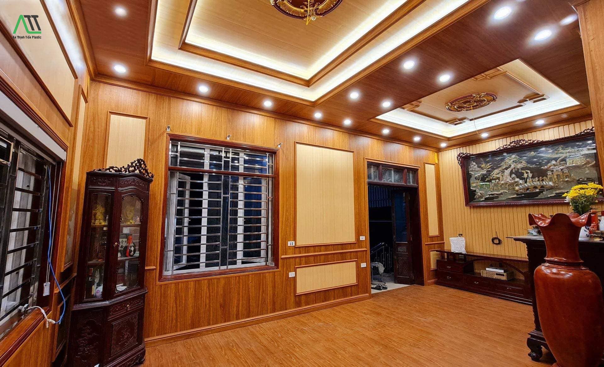 thi công tấm gỗ nhựa ốp tường