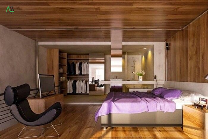 Các mẫu trần nhựa giả gỗ phòng ngủ