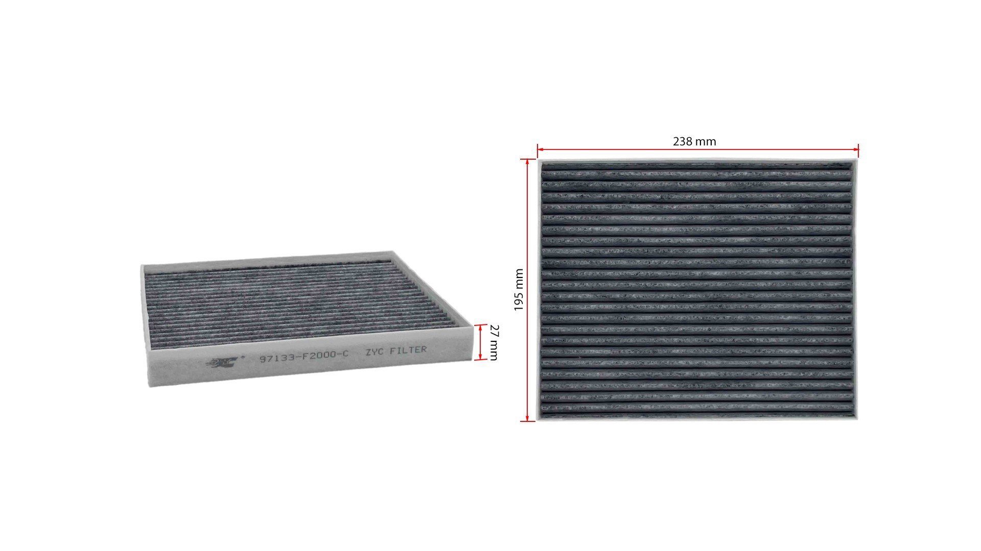 Lọc điều hòa than hoạt tính Cerato 2019~, New K3, Seltos, Elantra, Stargazer, Creta 2021~ (Mã: 97133-F2000-C)