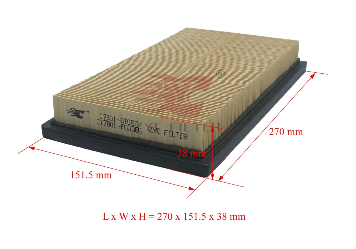 Lọc gió động cơ TOYOTA Corolla Cross, Corolla Altis 2022~, Camry 2.5 HEV 2022~ , innova Cross 2024~, Venza, Sienna, Highlander, Lexus đời 2019~ (Mã: 17801-0T060)