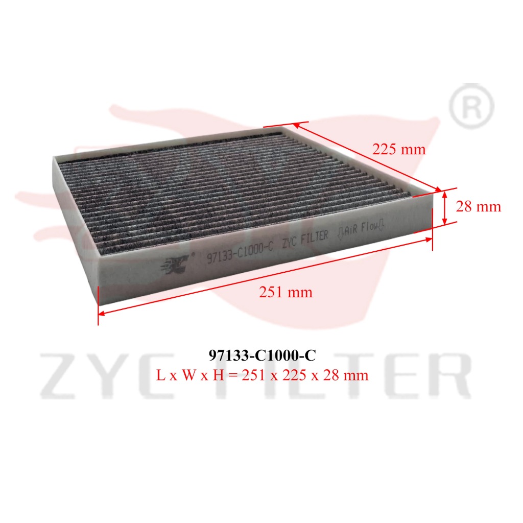 Lọc điều hòa than hoạt tính HYUNDAI Custin 2023~ , SantaFe 2019-2020  và lọc trước KIA Carnival 2021~ (Mã: 97133-C1000-C)