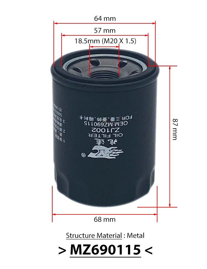 Lọc nhớt MITSUBISHI Xpander, XForce, Attrage, Mirage, Triton, Outlander, Pajero Sport (Mã: MZ690115)